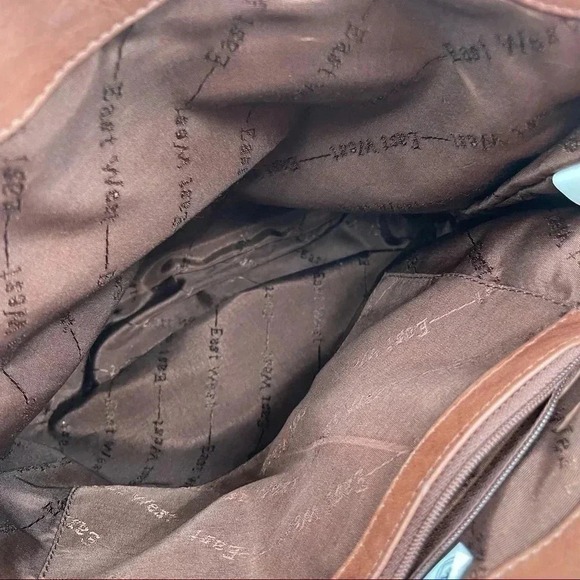 East West Tan Leather Boho Fringe Shoulder Bag Purse Snap Closure Vintage - Picture 8 of 16